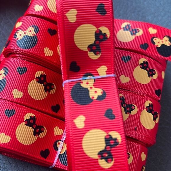 Grosgrain Ribbon 7/8” 5 yards 5/$20 Minnie Mouse bow polka dots red NEW hearts - Picture 6 of 7